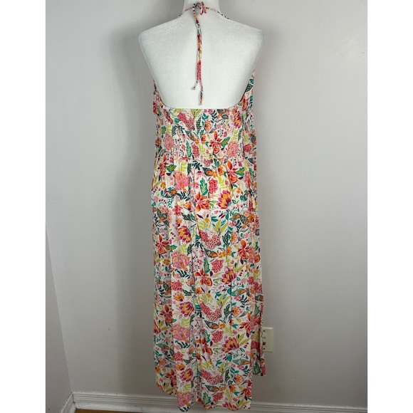 Old Navy Fit And Flare Crinkled‎ Halter Maxi Dress Floral Print Womens Size XXL - Picture 4 of 16